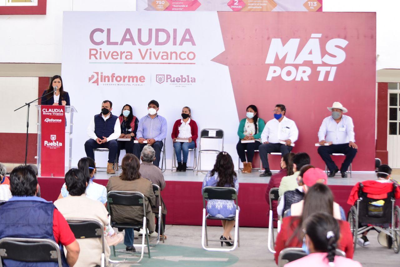 Claudia Rivera rinde cuentas en Canoa, Resurrección y Xonacatepec