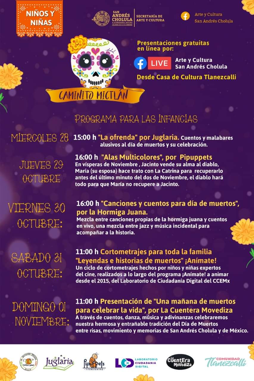 Desde San Andrés Cholula: Arte y Cultura conmemora el Día de Muertos con la jornada Caminito Mictlán