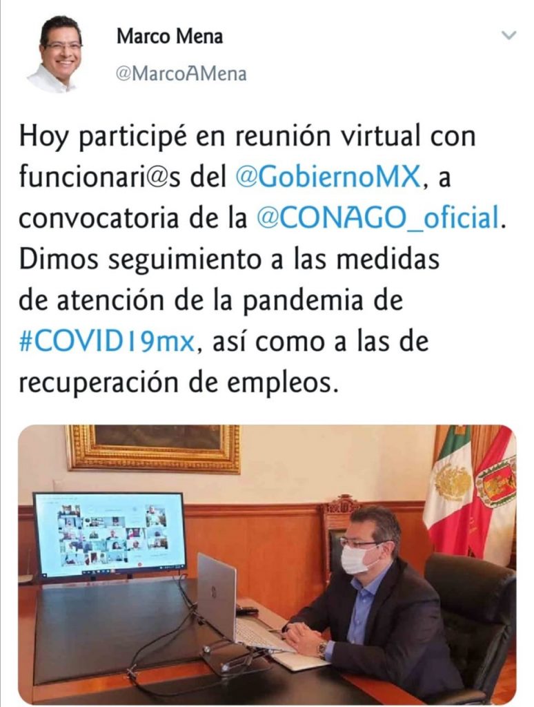 En reunión de la Conago, Marco Mena analiza la crisis sanitaria y la recuperación económica