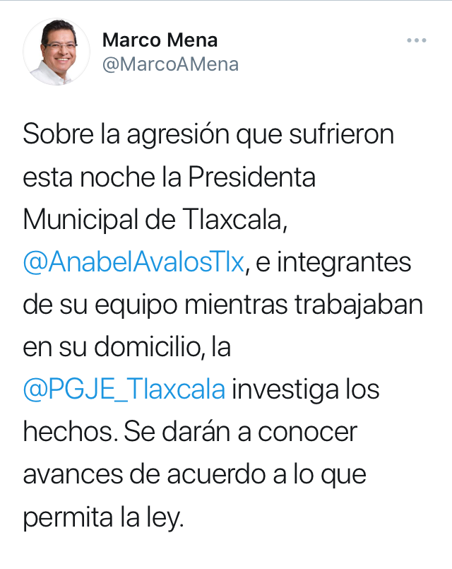 PGJ de Tlaxcala investiga ataque a la casa de la edila de la capital, Anabell Ávalos: Marco Mena
