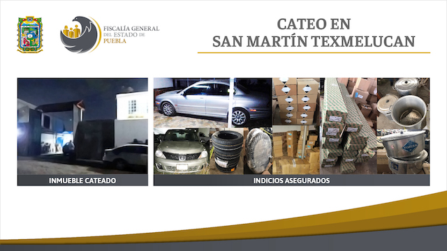 Fiscalía Puebla cateó en San Martín tres inmuebles con mercancía robada