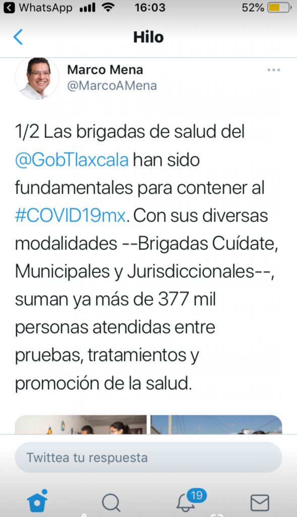 Brigadas de salud en Tlaxcala han sido fundamentales para contener el covid-19: Marco Mena