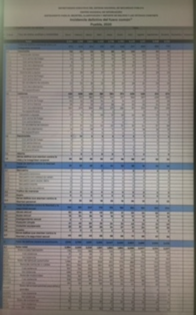 Puebla registró 52 mil 350 delitos del fuero común: SESNSP