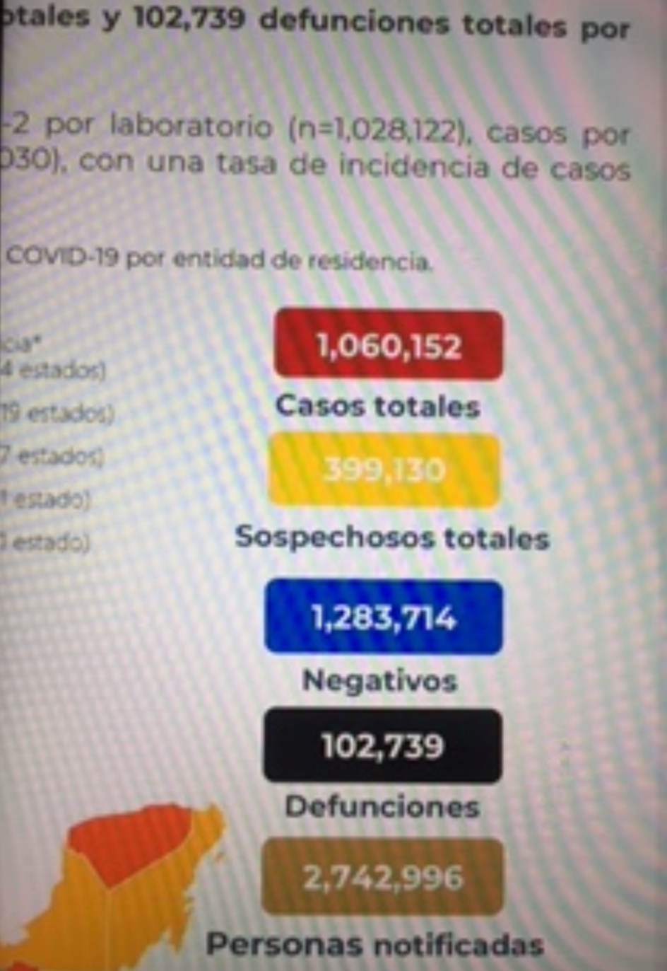 México acumula 102 mil 739 decesos por covid-19