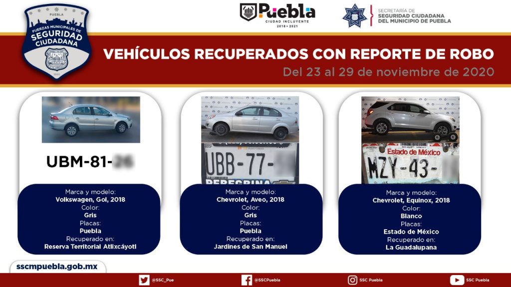 Policía municipal recupera 10 vehículos robados y otros 9 usados en diversos delitos