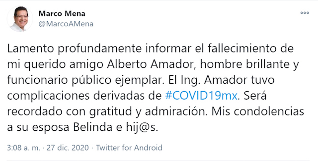 Fallecen Alberto Amador y Florentino Domínguez; gobernador de Tlaxcala, Marco Mena manda sus condolencias