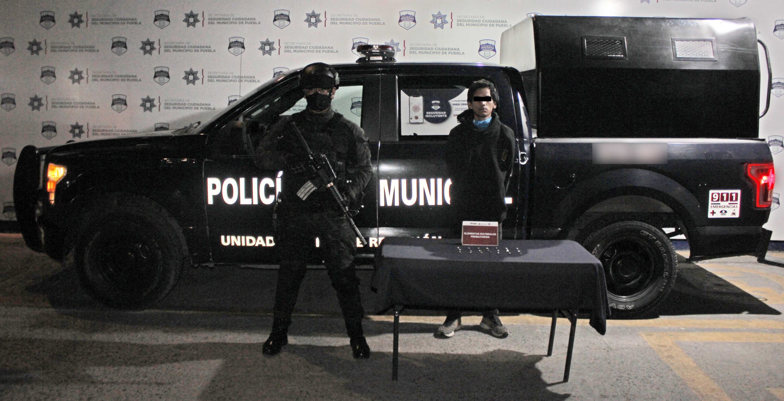 Detuvo unidad táctica de reacción de la  SSC de Puebla a probable narcomenudista.