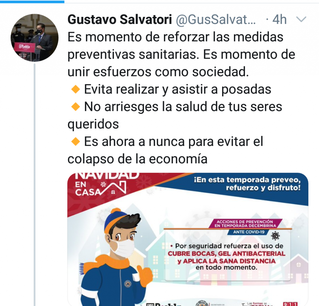 Secretario de Protección Civil de Puebla capital solicita reforzar medidas sanitarias
