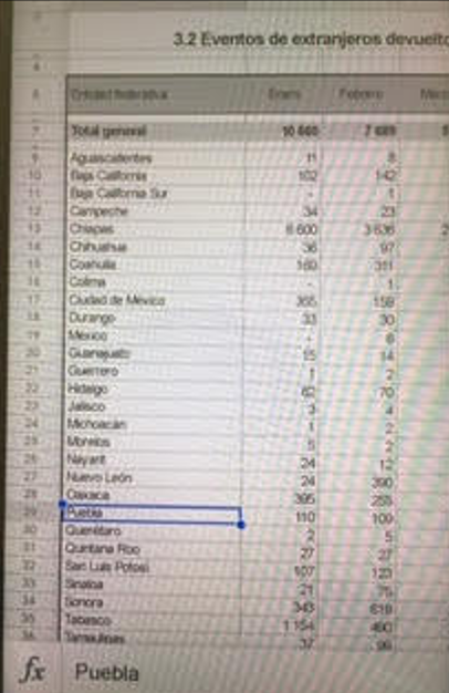 Un total de 542 extranjeros devueltos a sus países registró Puebla entre enero y octubre