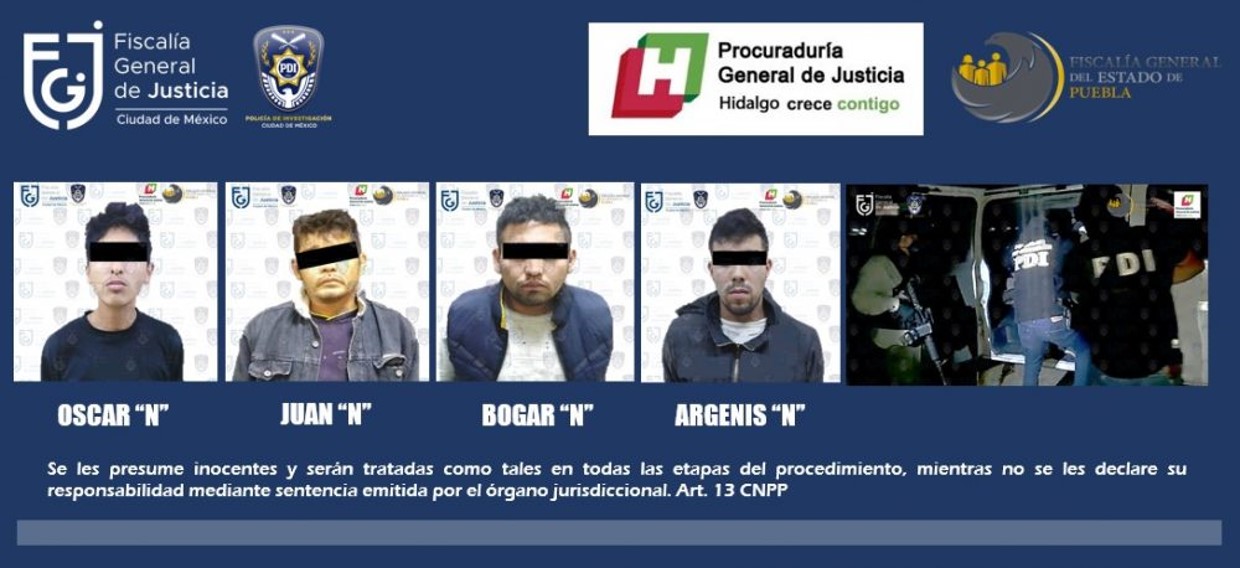 En acción conjunta, FGJCDMX, FGE Puebla y PGJE Hidalgo rescatan a una persona privada de su libertad y desarticulan banda delictiva