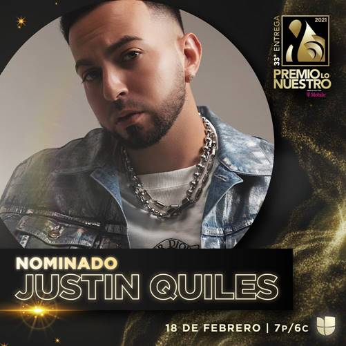 Justin Quiles recibe doble nominación a 33ava entrega de Premios Lo Nuestro
