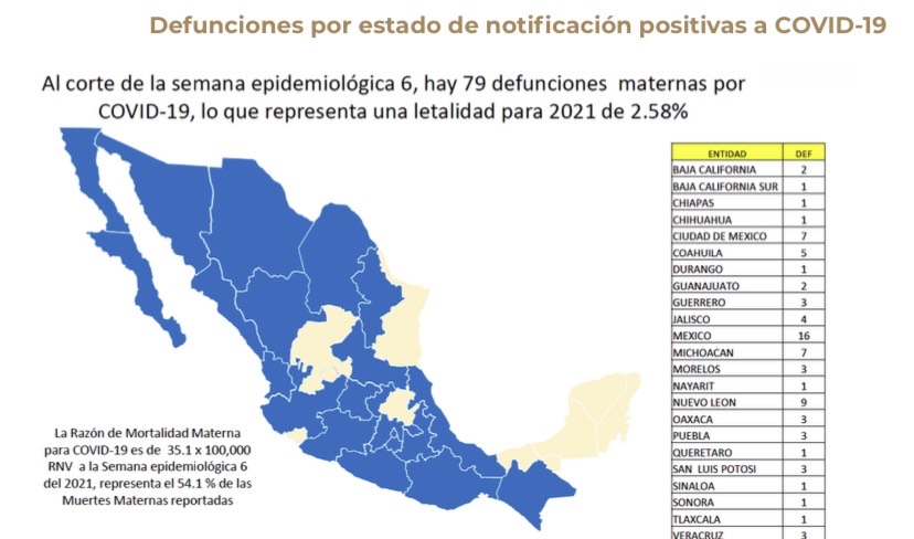 Este año van 79 embarazadas muertas por Covid19; EdoMex, CdMex, Michoacán y Nuevo León los más afectados