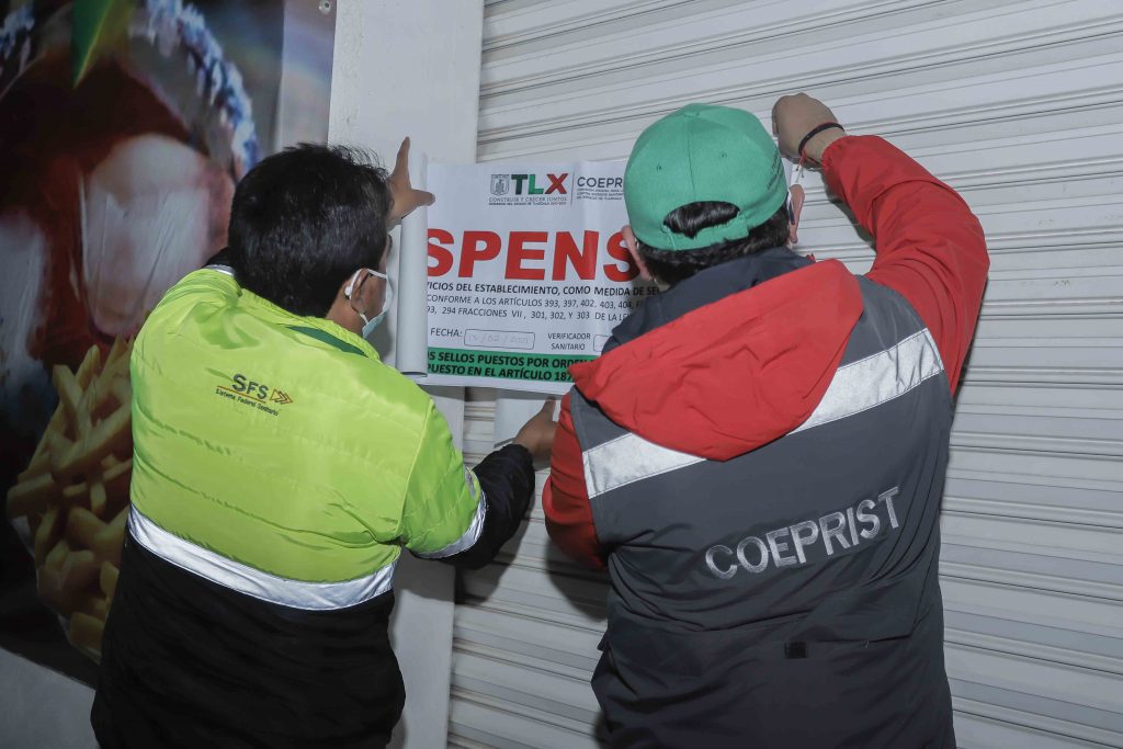 Desde Tlaxcala: Coeprist y CEPC suspenden establecimientos que no cumplían con medidas preventivas por Covid-19.