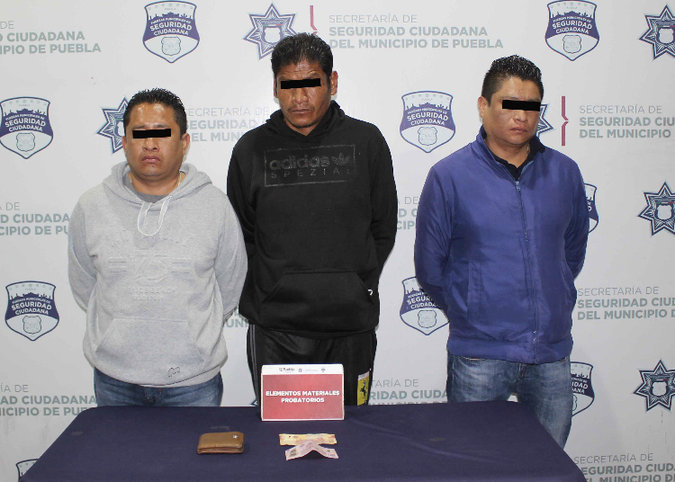 Bajo estrategia de vectores de proximidad, detuvo Policía Municipal de Puebla a tres probables asaltantes de transeúntes