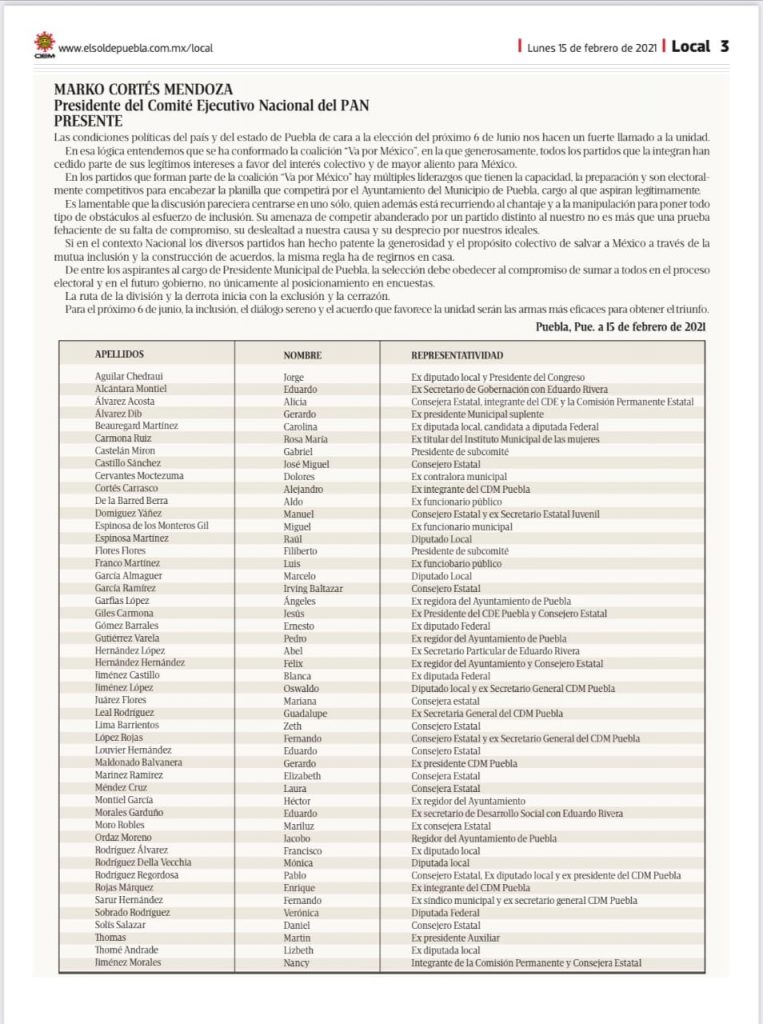 Panistas “morenovallistas” arremeten contra Eduardo Rivera