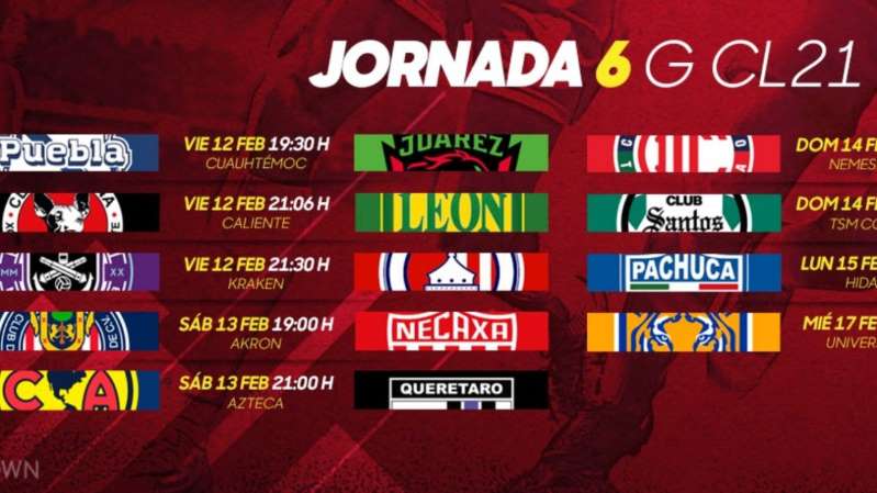 Liga MX: Fechas y horarios del Guardianes 2021, Jornada 6