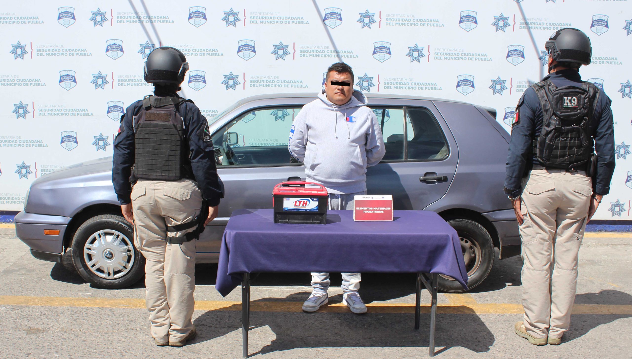 Ubicó y detuvo Policía Municipal de Puebla a hombre presuntamente dedicado al robo de autopartes.