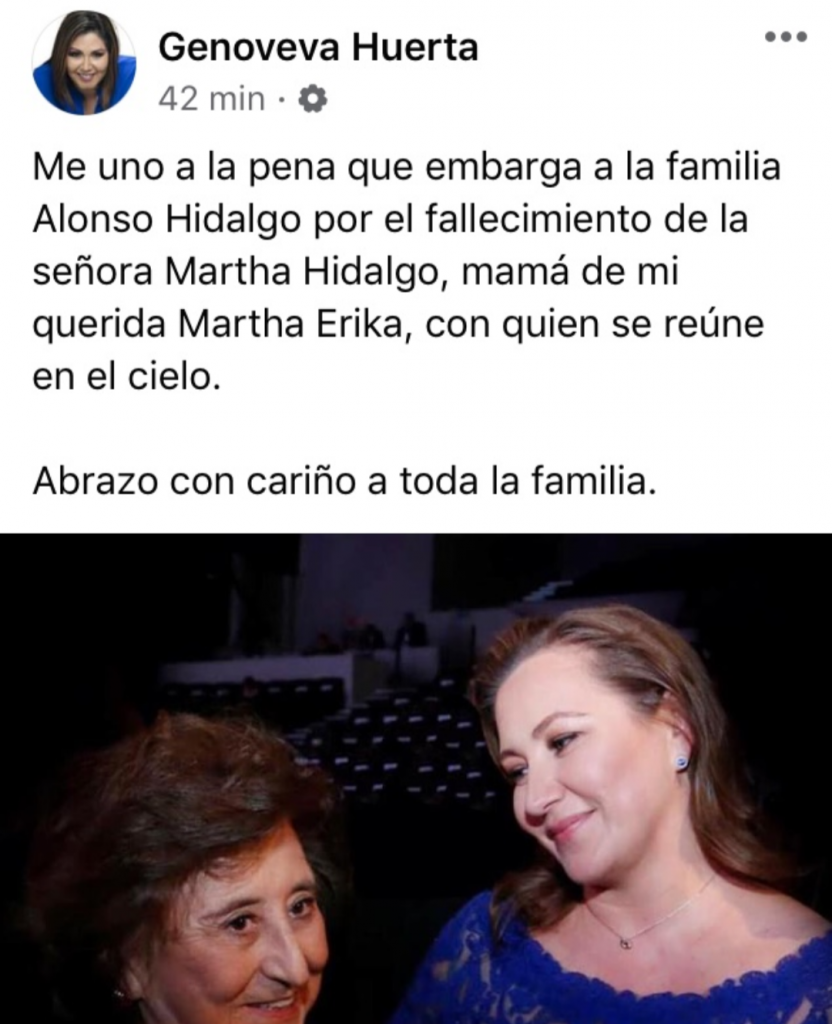 Fallece mamá de Martha Erika Alonso, por covid-19