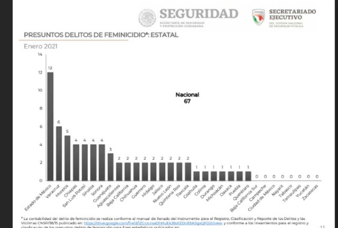 Puebla registró en enero de 2021 un feminicidio y 10 homicidios contra mujeres 