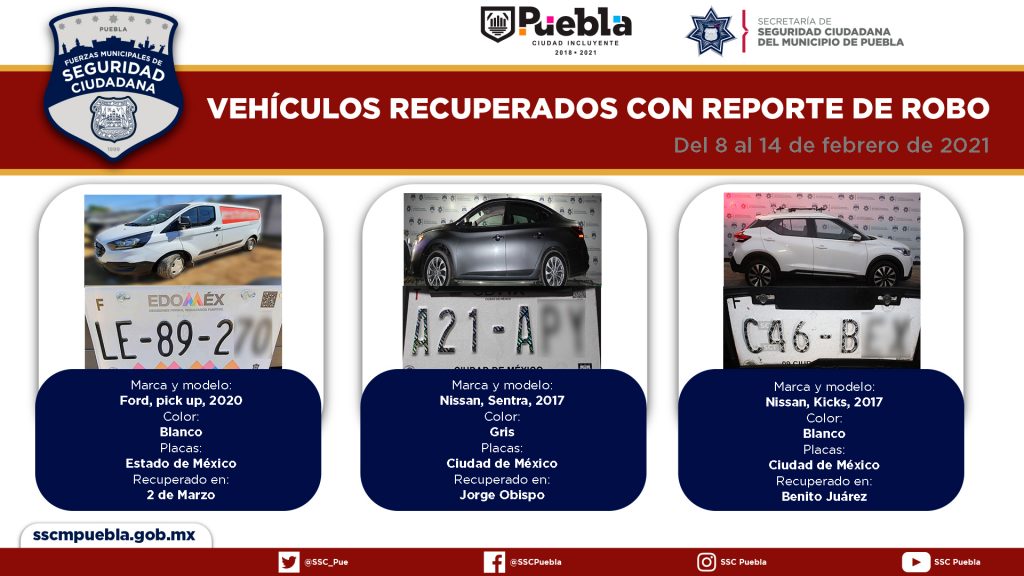 Remitió policía municipal de Puebla una docena de vehículos ante el agente del ministerio público.