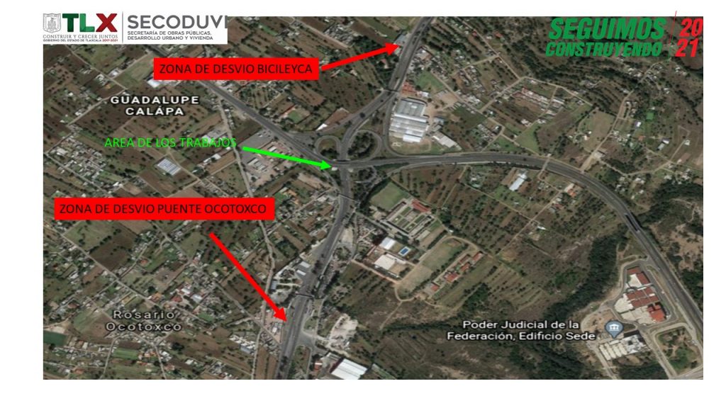 Anuncia Secoduvi cierres en carretera Tlaxcala-Apizaco por colocación de trabes del distribuidor carretero Xicohténcatl.