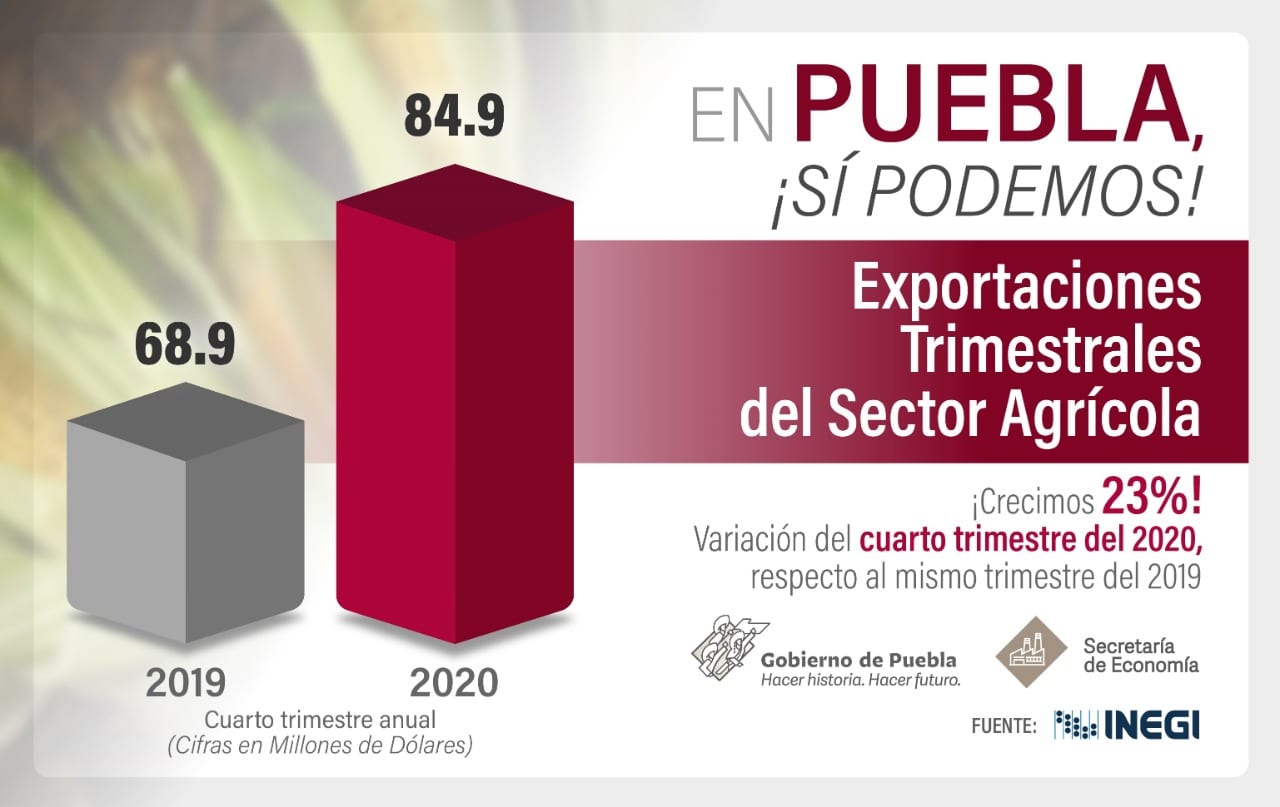 Aporta Puebla 3.8% de las exportaciones de México