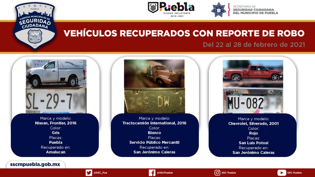 En la última semana de febrero, remitió policía municipal de Puebla a nueve vehículos ante el ministerio público.