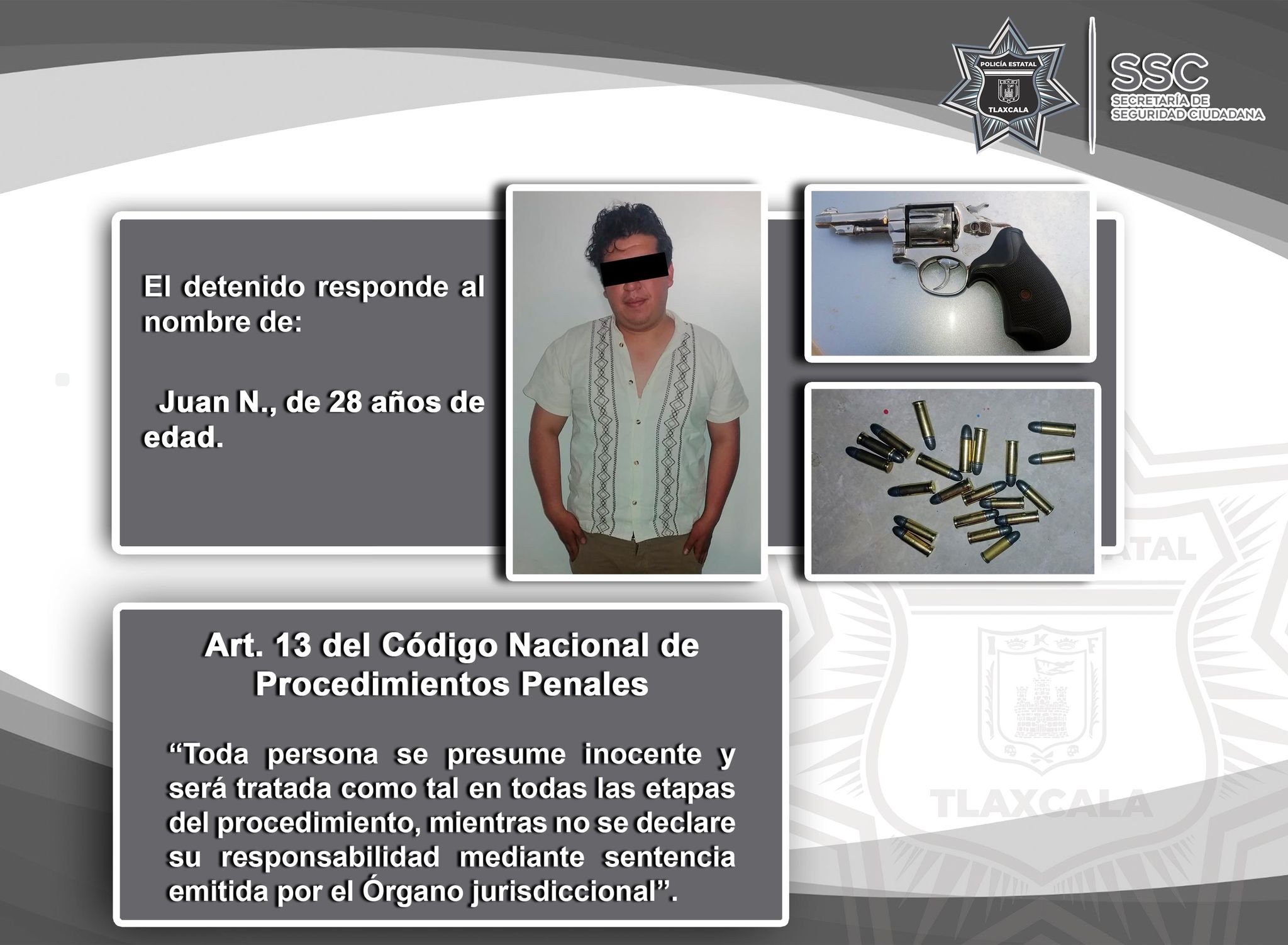 Policía estatal detiene en Zacatelco a un sujeto con arma de fuego
