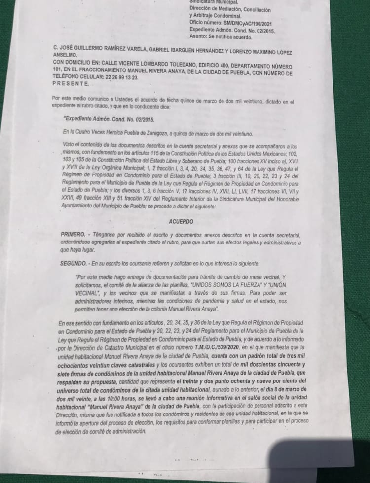 Vecinos de Rivera Anaya denuncian imposición de la mesa directiva