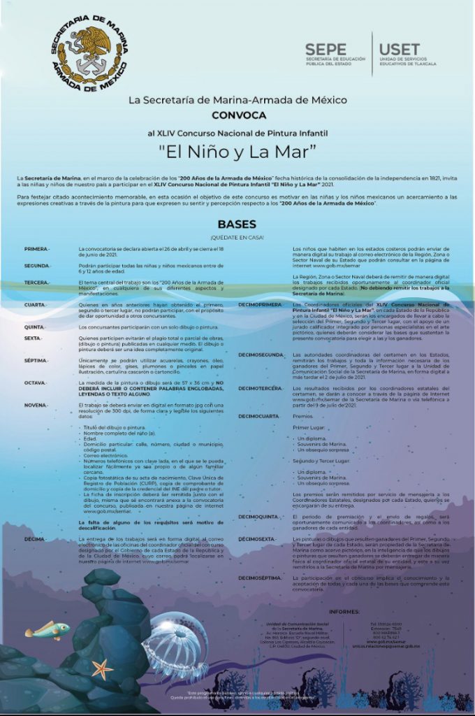 Invita SEPE niñas y niños a participar en “Concurso nacional de pintura infantil el niño y el Mar”