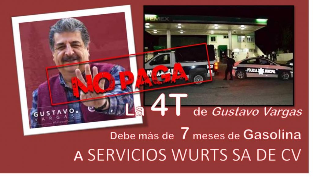 Alcalde Gustavo Vargas debe más de 7 meses de gasolina en Huauchinango