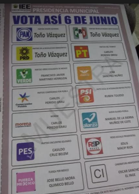 Acusan que con boletas apócrifas pretenden coaccionar el voto en favor de Toño Vázquez en Teziutlán