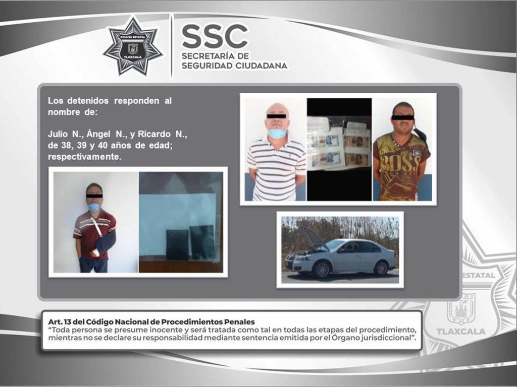 La SSC detiene en Tenancingo a tres sujetos y asegura sustancias ilegales