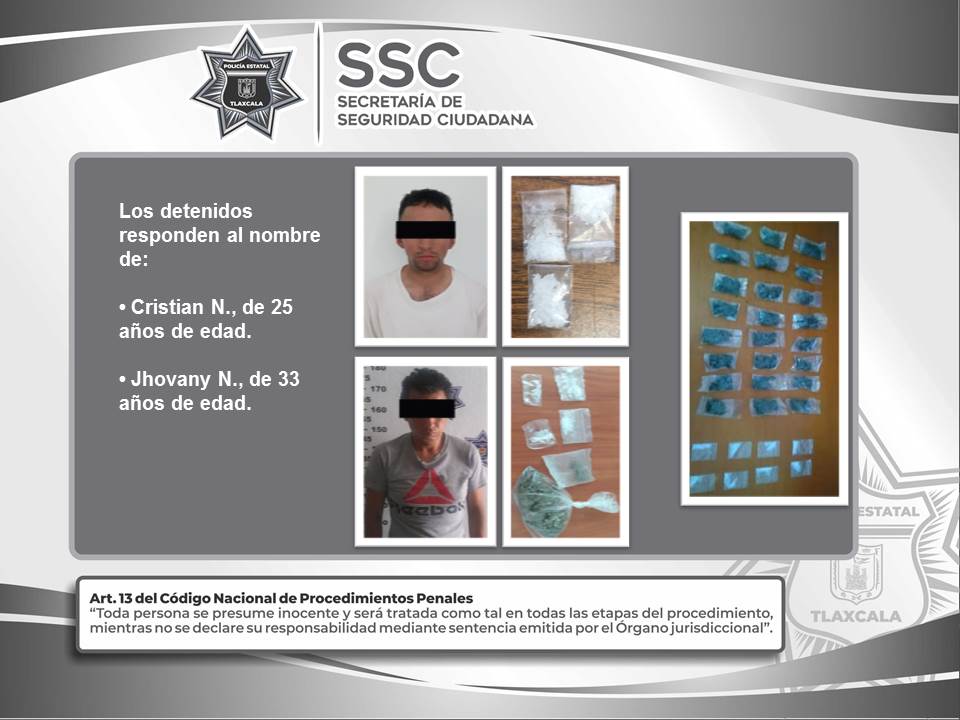 La SSC asegura en acciones diferentes sustancias ilegales y detiene a dos sujetos