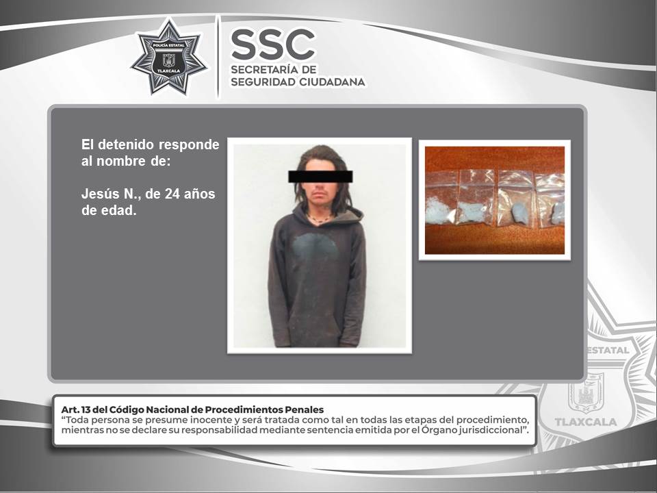 La SSC detiene en Huamantla a una persona por posesión de metanfetamina