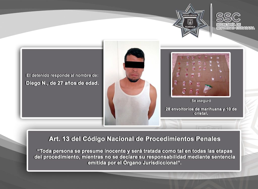 La SSC y SEDENA detienen a una persona en posesión de 38 envoltorios de droga