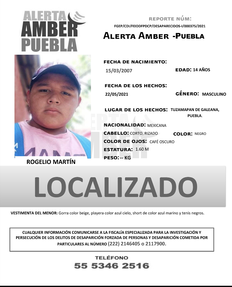 Se desactiva Alerta Amber de Rogelio de 14 años