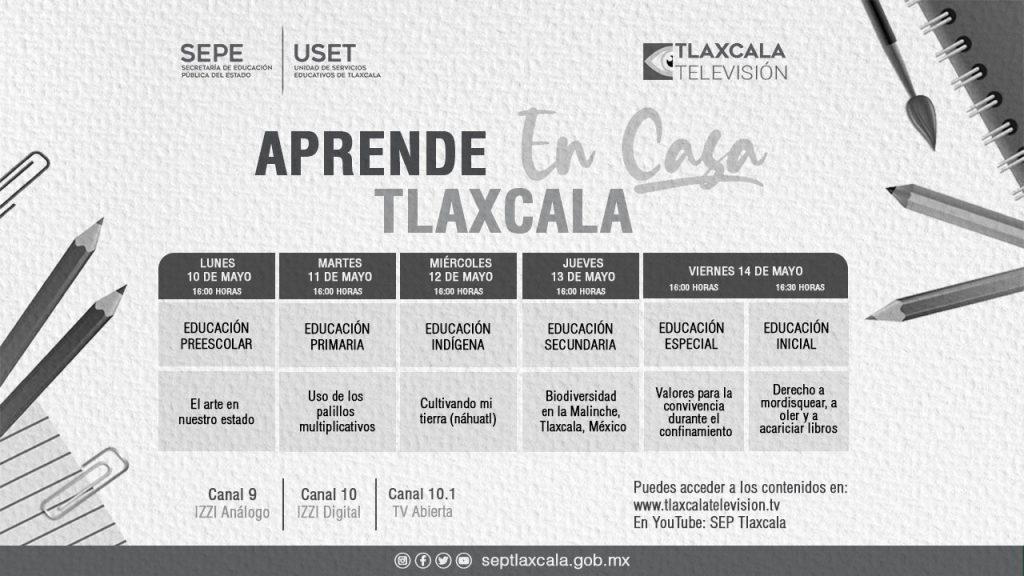 Desde Tlaxcala: Sepe presenta barra temática de “Aprende en Casa” del 10 al 14 de mayo