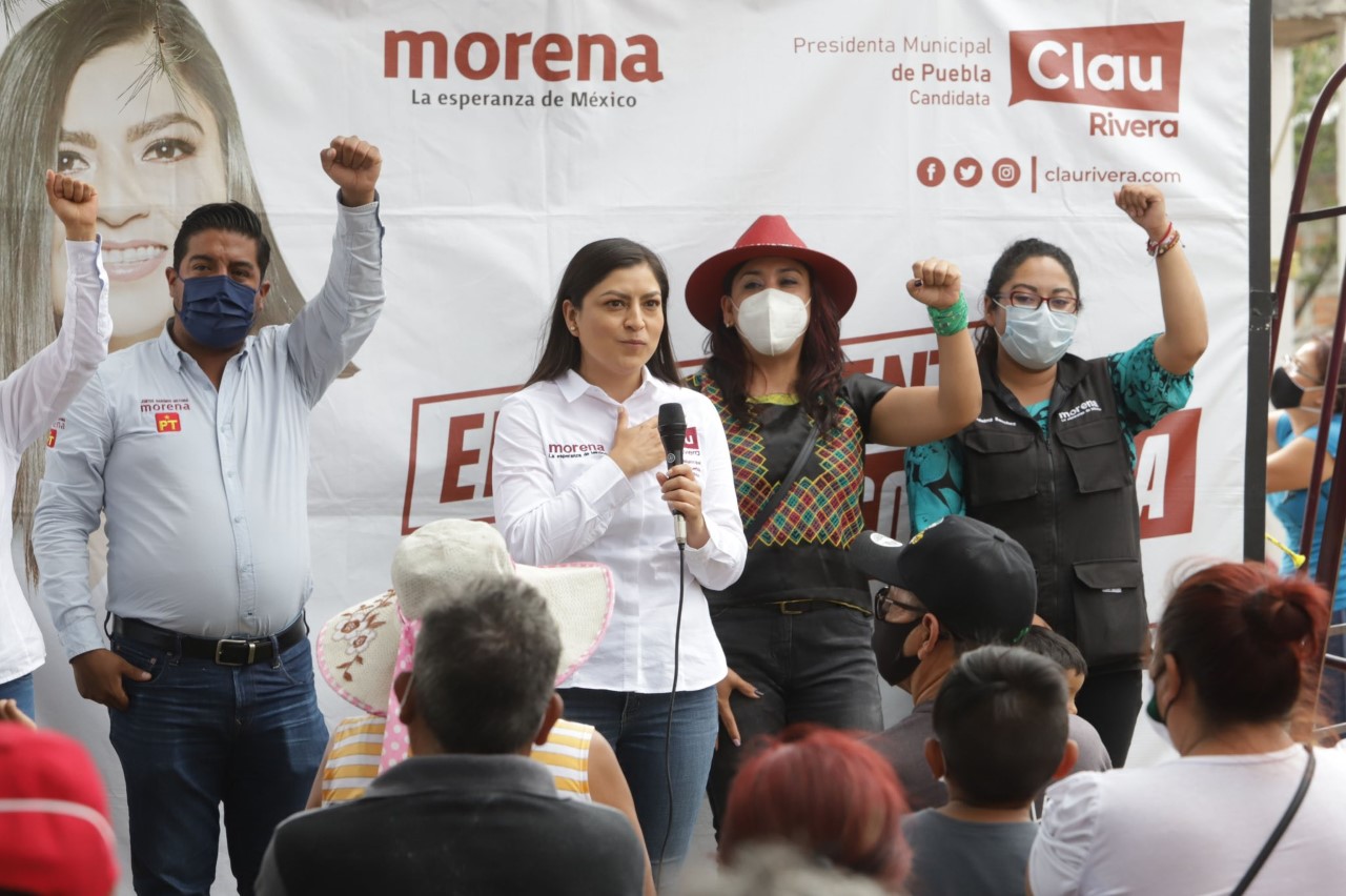 Video desde Puebla: Recibe Claudia Rivera espaldarazo de Aristóteles Belmont, dirigente de Morena