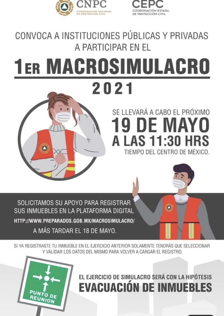 Convoca CEPC a instituciones a participar en el primer macro simulacro 2021