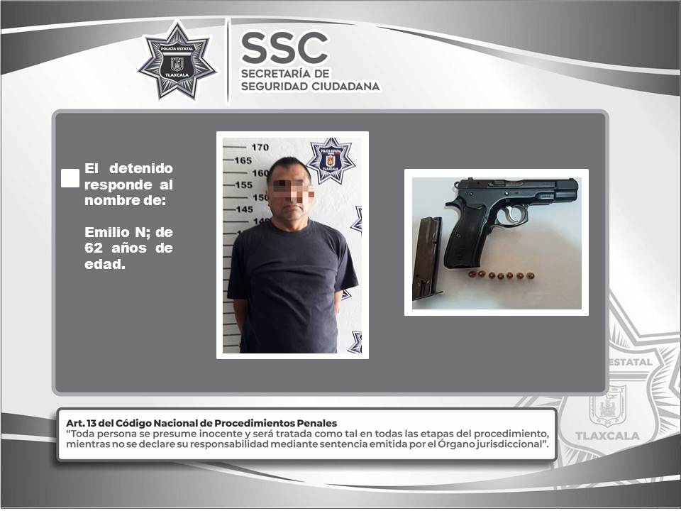 La SSC detiene en Calpulalpan a una persona por la portación ilegal de un  arma de fuego