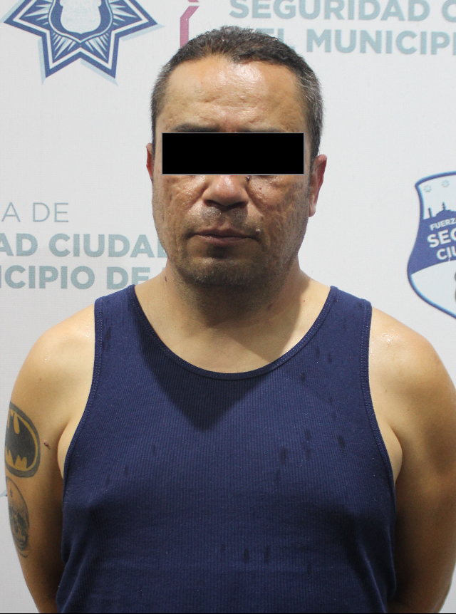 Oportunamente, detuvo policía municipal de Puebla a hombre por agredir físicamente a su ex pareja sentimental