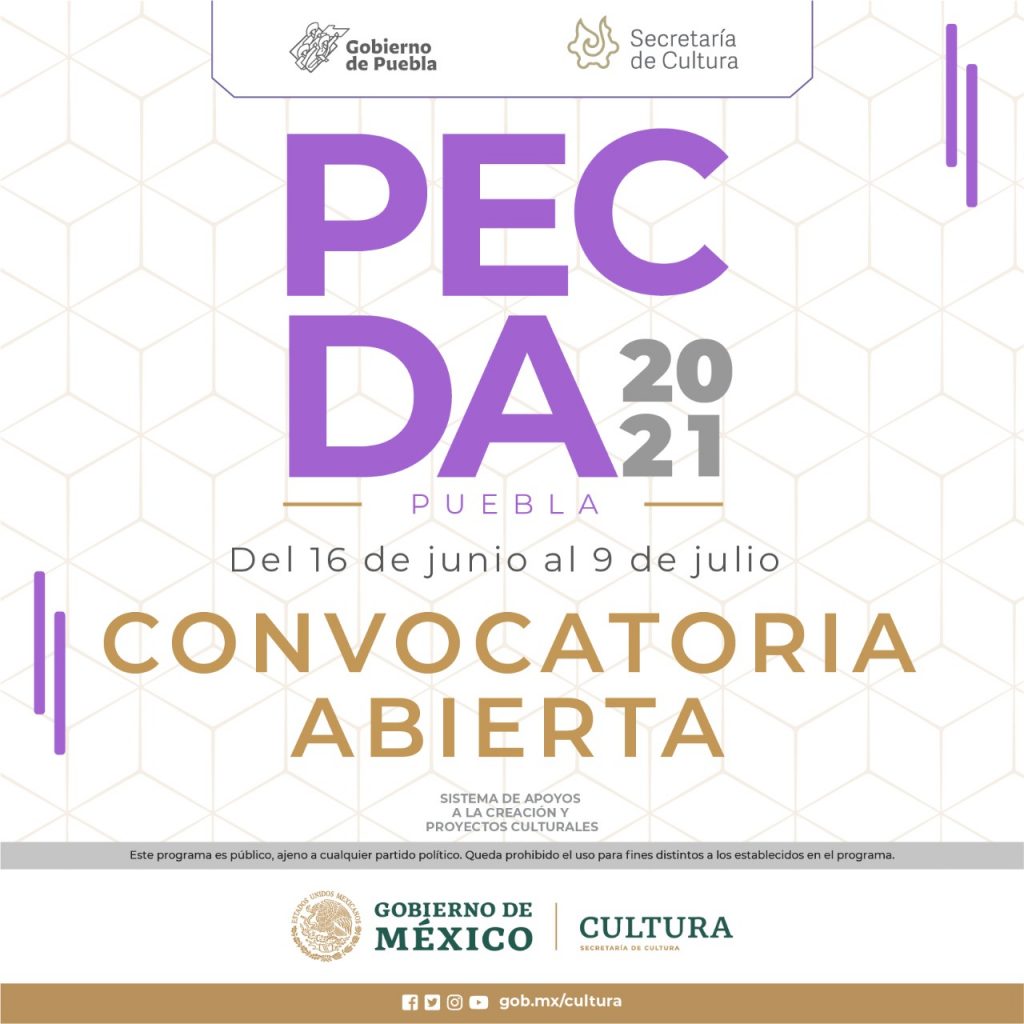 Emiten Cultura y el Sistema de Apoyos a la Creación y Proyectos Culturales convocatoria PECDA 2021
