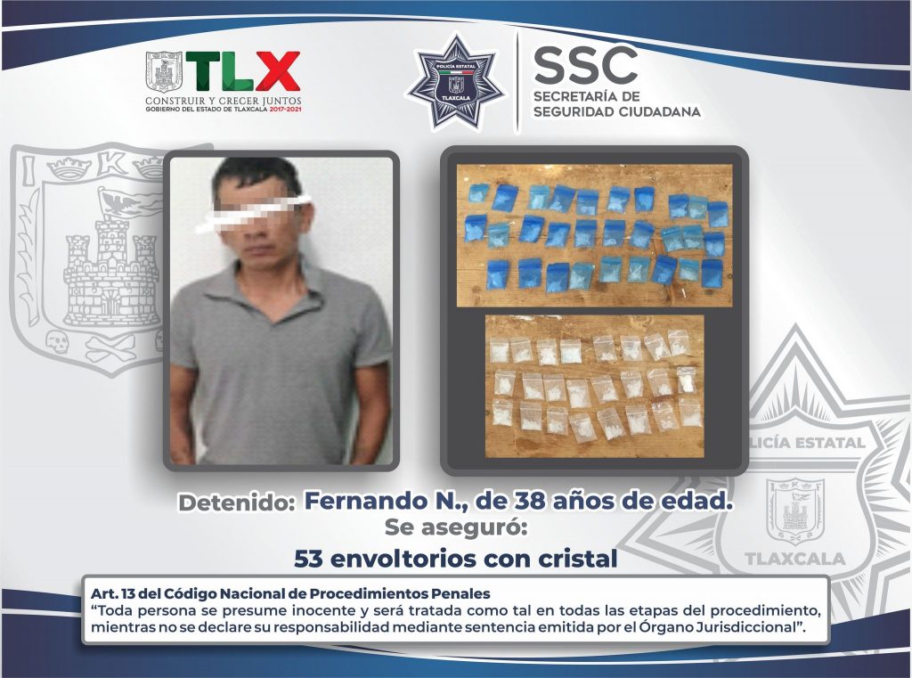 Desde Tlaxcala: SSC detiene a una persona y asegura envoltorios en Zacatelco