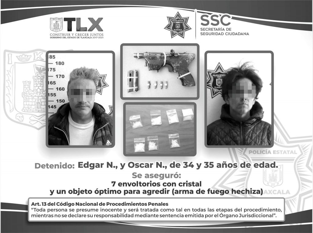 La SSC detiene a dos sujetos por posesión de sustancias ilegales y un arma de fuego