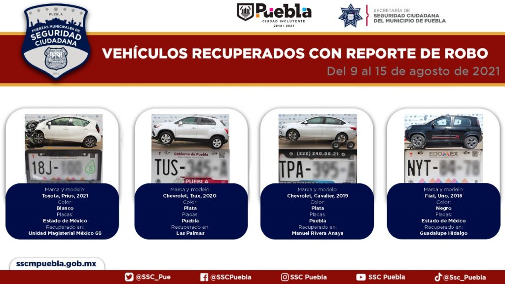 Recuperan unidades con reporte de robo y otros vehículos usados en delitos