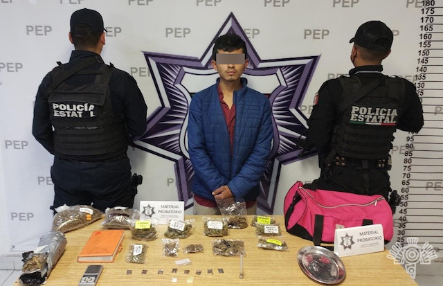 Al sur de la capital, Policía Estatal detiene a presunto distribuidor de droga
