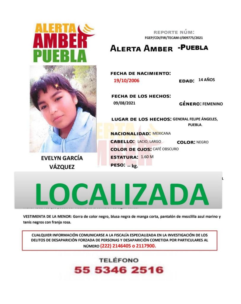 A través de Alerta Amber se localizó a Evelyn García Vázquez