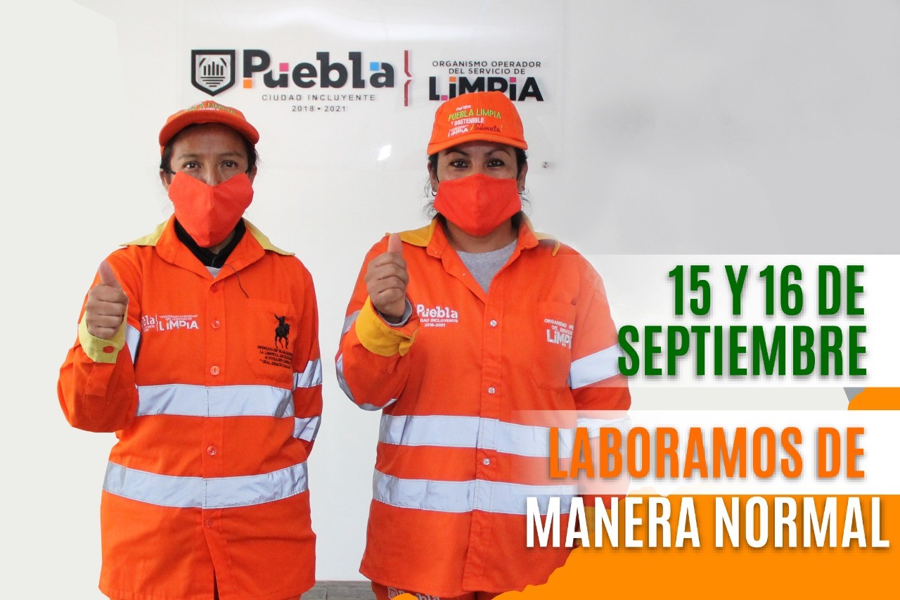 Habrá servicio de limpia durante festejo de Independencia en el municipio de Puebla