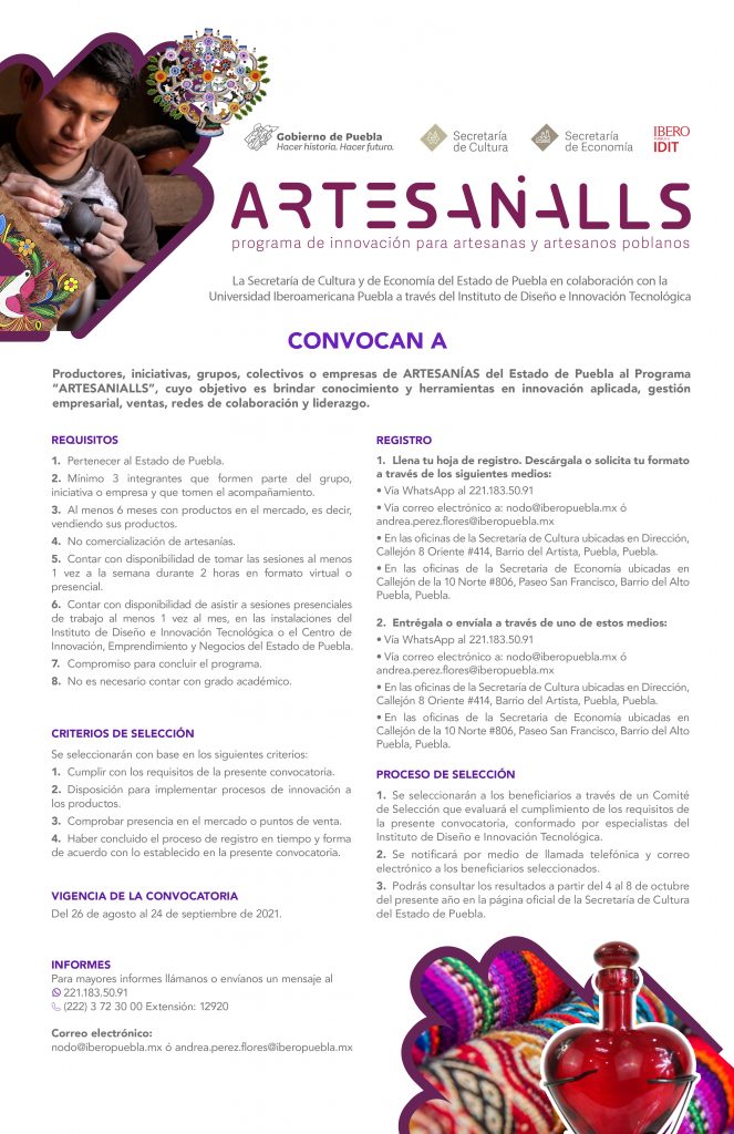 Presenta Cultura “Artesanialls”, un programa en apoyo a artesanos poblanos